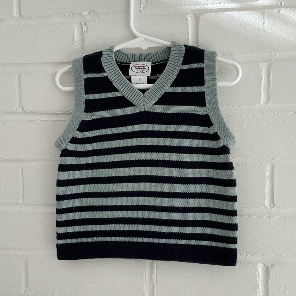 Talbot Kids Boys Size 2 Classic Blue Striped Knit Spring Easter Sweater Vest